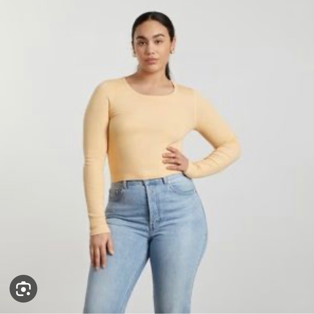 Everlane Pima Micro-rib Cropped Long-Sleeve Crew XS